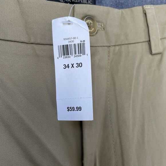 Banana Republic Men’s Aiden Chino Slim Fit Khaki Pants Size 34x30 - Picture 7 of 13